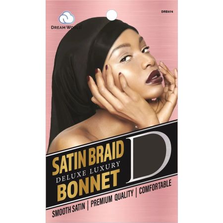 Dream World Satin Braid Bonnet Black DRE074