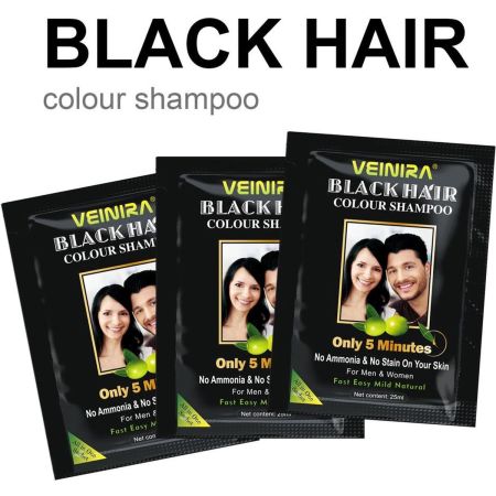 Veinira Black 2.0 - Hair color shampoo - 10 pakjes a 25ml