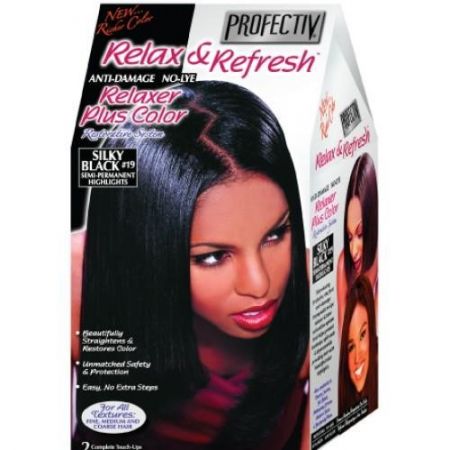 Profectiv Relax & Refresh No-Lye Relaxer Plus Color Restorative System 2 Touch-Ups Or 1 Application Silky Black