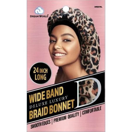Dream World W-Wide Band Braid Bonnet XL Leopard DRE174L