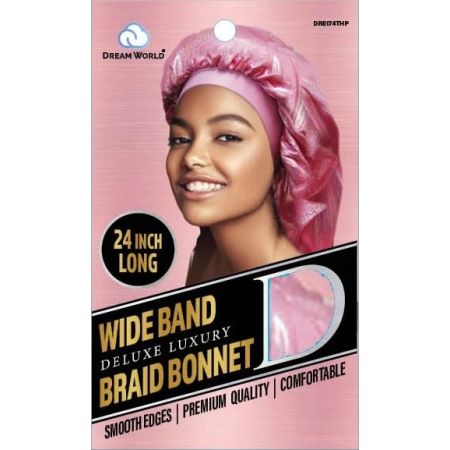 Dream World W-Wide Band Braid Bonnet XL G/Pink DRE174THP