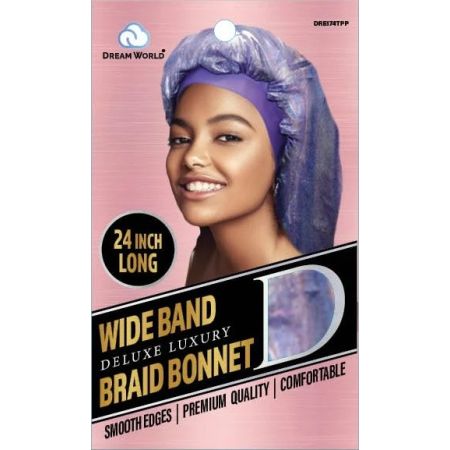 Dream World W-Wide Band Braid Bonnet XL G/Purple DRE174TPP