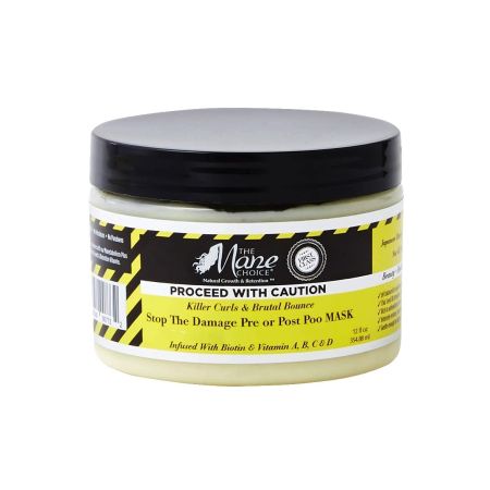 The Mane Choice proceed with caution curls & bounce stop the damage pre or post poo mask 12 oz