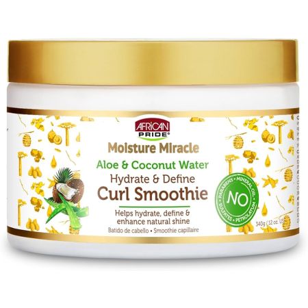 African Pride Moisture Miracle Aloe & Coconut Water Curl Smoothie voor hydratatie en kruldefinitie - 340g