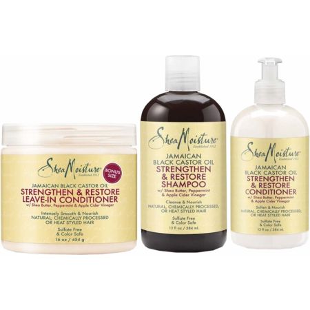 Shea Moisture Jamaican Black Castor Oil – Shampoo Conditioner & Leave-In Conditioner 16oz – Strengthen Grow & Restore - Set of 3