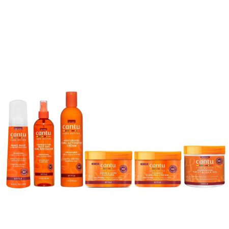 Cantu Shea Butter Mousse,Comeback,Activator,Custard,Curling Cream En Twist En lock gel Set Van 6