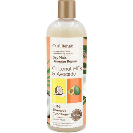 Curl Rehab Dry Hair Damage Repair Coconut Milk & Avocado 2 in 1 Shampoo Conditioner 16oz