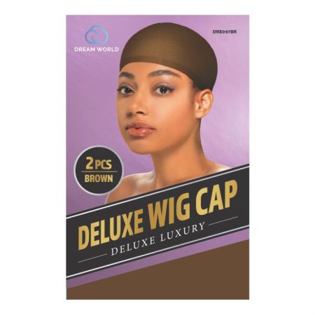 Dream World W-Wig Cap 2Pcs Brown #DRE097BR
