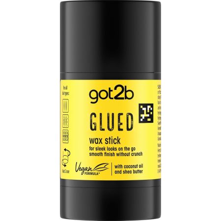 Got2b Glued Wax Stick 50gr, gele cylindrische stick met zwart deksel, haarstyling wax stick 50gr