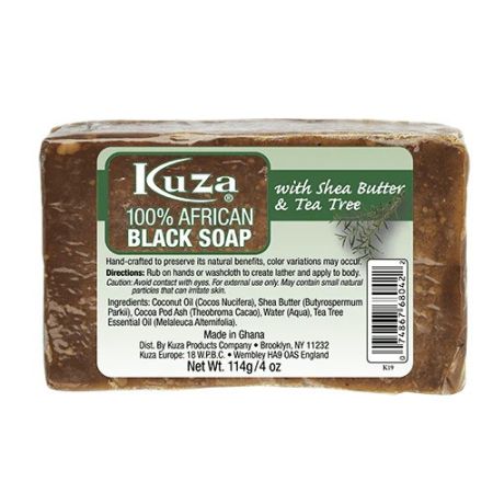 Kuza 100% African Black Soap with Shea Butter & Tea Tree 114gr