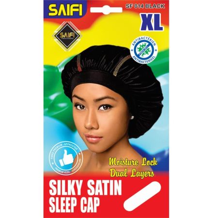 Saifi Silky Satin Sleep Cap XL Black SF014