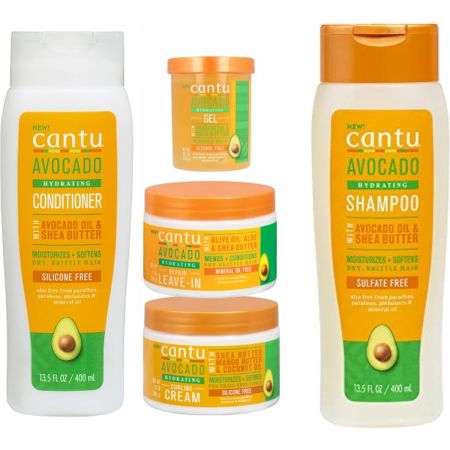 Cantu Avocado Leave-In,Curling Cream,Conditioner,Shampoo En gel Set van 5