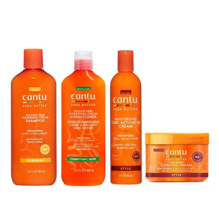 Cantu Shea Butter Shampoo,Conditioner,Curl Activator En Curling Cream Set Van 4