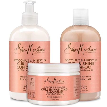 Shea Moisture Coconut & Hibiscus Shampoo,Conditioner & Smoothie Voordeelbundel 2