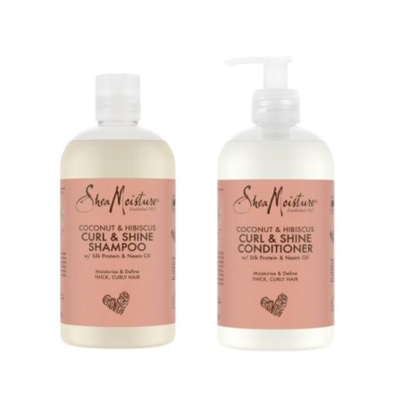 Shea Moisture Coconut & Hibiscus Curl & Shine Shampoo en Conditioner Voordeelset