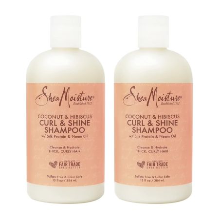 Shea Moisture Coconut & Hibiscus Curl & Shine Shampoo 384ml - 2stuks set